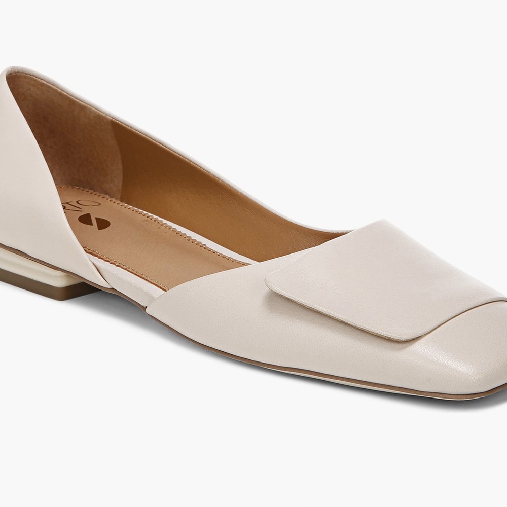 Sarto Tracy Cream Leather D’Orsay Slip On Flats size‎ 8 Classic Modern Look